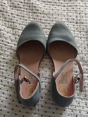 El Naturalista Dusty Blue Leather D'Orsay Ankle-Strap Sandals